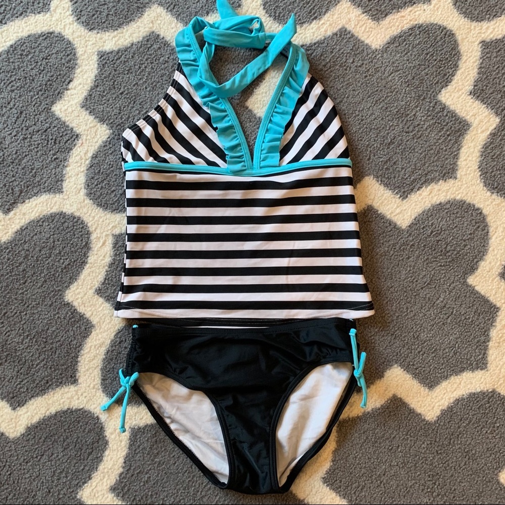 Circo Black & White Stripped Tankini